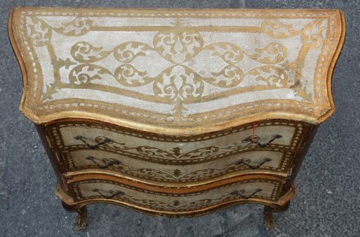 1970' Commode Arbalète 3 Tiroirs Bois Doré Style Renaissance Italienne 79 X 34 X H 79 – Image 5