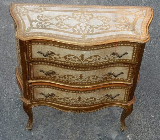 1970' Commode Arbalète 3 Tiroirs Bois Doré Style Renaissance Italienne 79 X 34 X H 79 – Image 4