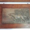 1900' Paire de Bas Reliefs En Bronze Sur Noyer, Chiens D'Arrêt – Image 6