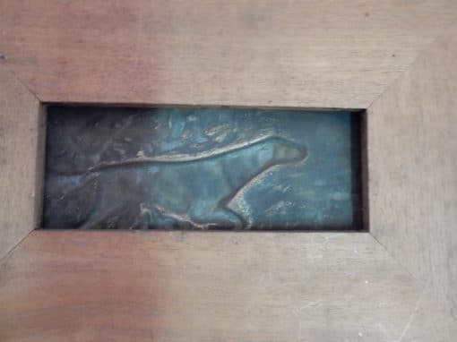 1900' Paire de Bas Reliefs En Bronze Sur Noyer, Chiens D'Arrêt – Image 2
