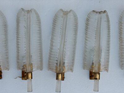 1970' 5 Wall Lamps Crystal of BAROVIER & TOSO of Murano 40 x 14 cm