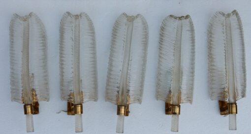 1950/70 5 Appliques Style BAROVIER & TOSO en Cristal de Murano 40 x 14 cm