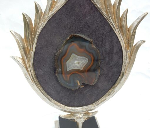 1970 'Decor Lotus Lamp Silver Bronze, Shagreen, Agate, Duval Brasseur Unsigned - Image 8