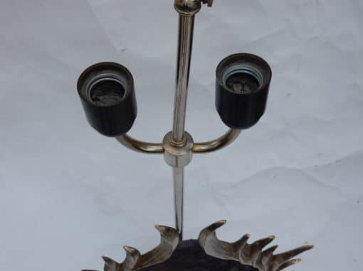 1970 'Decor Lotus Lamp Silver Bronze, Shagreen, Agate, Duval Brasseur Unsigned - Image 7