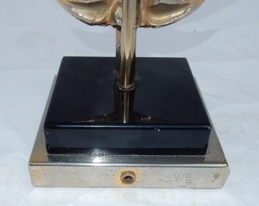 1970 'Decor Lotus Lamp Silver Bronze, Shagreen, Agate, Duval Brasseur Unsigned - Image 6