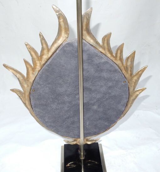1970 'Decor Lotus Lamp Silver Bronze, Shagreen, Agate, Duval Brasseur Unsigned - Image 5