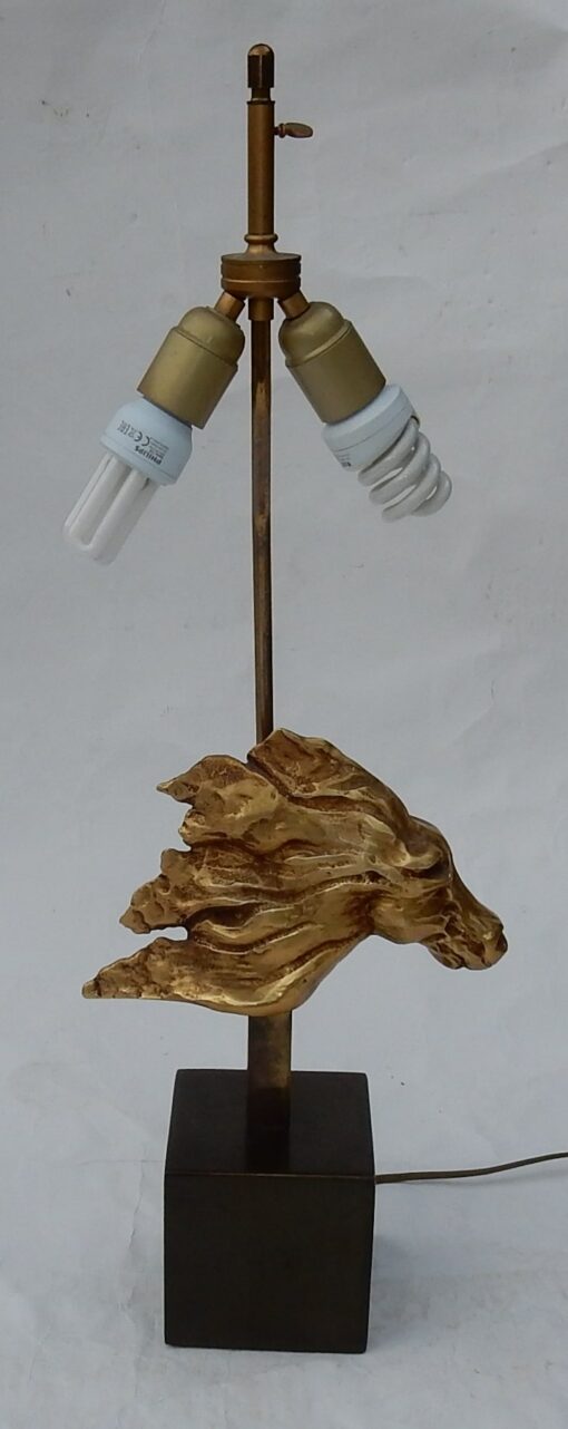 1970′ Lampe Décor De Tête De Cheval Bronze Doré DLG Duval Brasseur Non Signée – Image 11