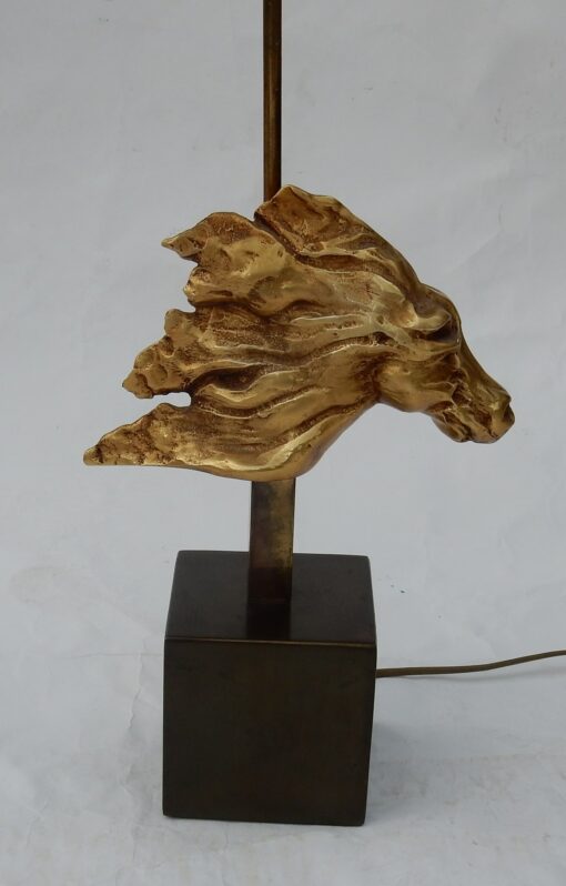 1970′ Lampe Décor De Tête De Cheval Bronze Doré DLG Duval Brasseur Non Signée – Image 10