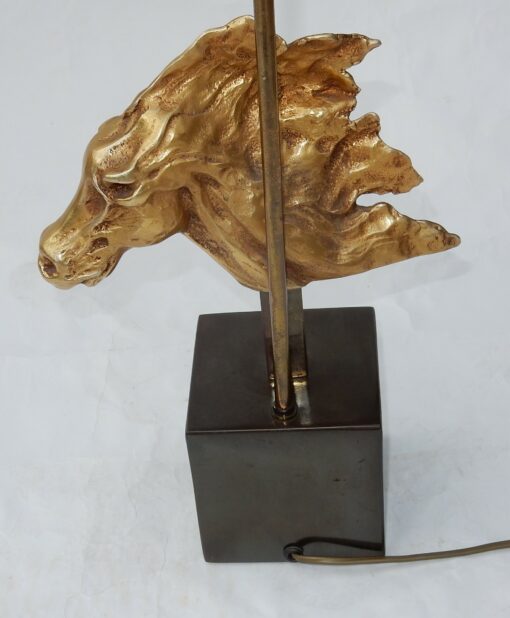 1970′ Lampe Décor De Tête De Cheval Bronze Doré DLG Duval Brasseur Non Signée – Image 7