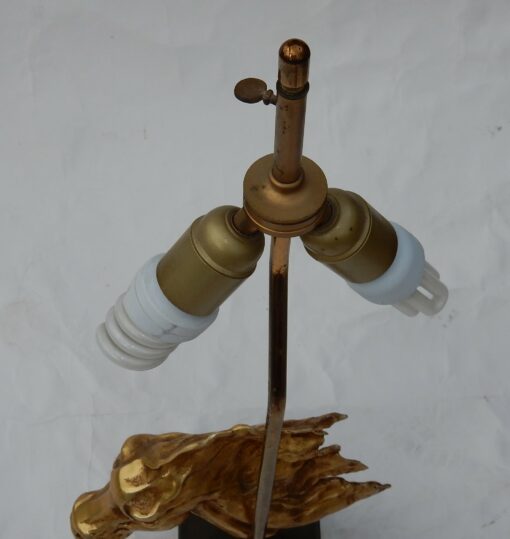 1970′ Lampe Décor De Tête De Cheval Bronze Doré DLG Duval Brasseur Non Signée – Image 4