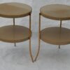 1970/80' Paire de Guéridons Tripodes Décor Bambou, Plateaux Laqués Style Maison Jansen  Diamètre 43 cm
