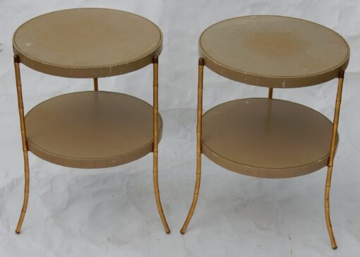 1970/80 'Pair of Bamboo Decor Tripod Pedestals, Lacquered Trays Style Maison Jansen Diameter 43 cm - Image 5
