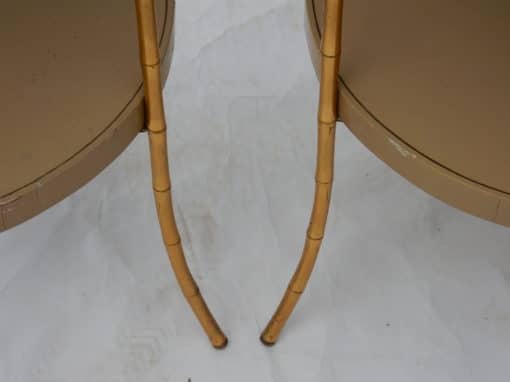 1970/80 'Pair of Bamboo Decor Tripod Pedestals, Lacquered Trays Style Maison Jansen Diameter 43 cm - Image 3