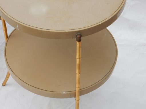 1970/80 'Pair of Bamboo Decor Tripod Pedestals, Lacquered Trays Style Maison Jansen Diameter 43 cm - Image 2