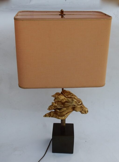 1970′ Lampe Décor De Tête De Cheval Bronze Doré DLG Duval Brasseur Non Signée – Image 3