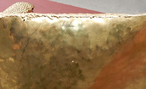 1970' Lampe A L'Aigle  Avec Ailes Déployées En Bronze Ornées De Mica Violet Style Duval Brasseur Éclairante Signée Isabelle Faure 2m30 D'Envergure – Image 5