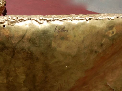 1970' Lampe A L'Aigle  Avec Ailes Déployées En Bronze Ornées De Mica Violet Style Duval Brasseur Éclairante Signée Isabelle Faure 2m30 D'Envergure – Image 2