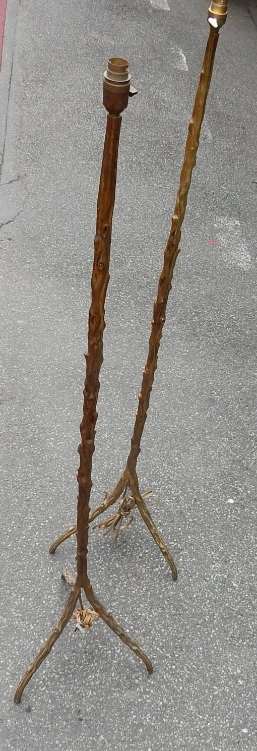 1970 ′ Pair Of Floor Lamps With Branching Patinated Bronze DLG Agostini Height 140 cm Diameter 40 cm