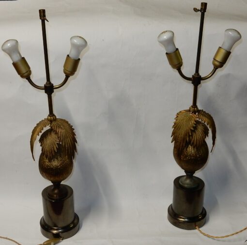 1970 'Pair Of Lamps Palm Or Coconut Tree With Coconut DLG Maison Jansen Or Charles Unsigned