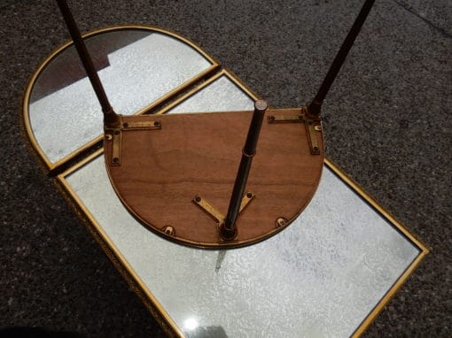 1970' Table Tripartite Maison Charles, Jansen Ou Baguès Décor Palmier en Bronze Doré avec Plateaux Miroirs Vieillis – Image 6