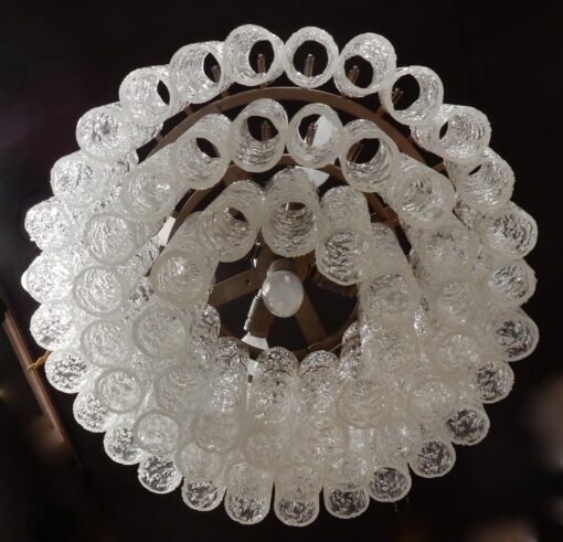 1970' Lustre Doria 3 Niveaux 60 Cristaux En Verre Soufflé Design Venini Murano – Image 11