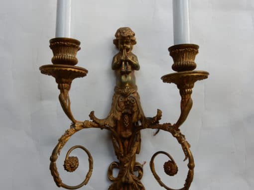 1880' Paire d'Appliques En Bronze Enfants Jouant Des 2 Trompettes Modèle de Jean HAURE – Image 12
