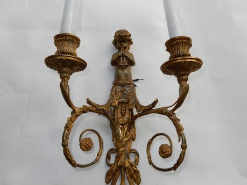 1880' Paire d'Appliques En Bronze Enfants Jouant Des 2 Trompettes Modèle de Jean HAURE – Image 8
