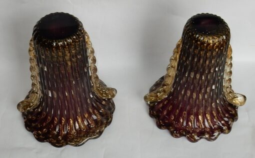 1970 'Pair of Vases Or Similar - Murano Crystal Violine and Gold - Signed Toso H 32 cm - Image 4