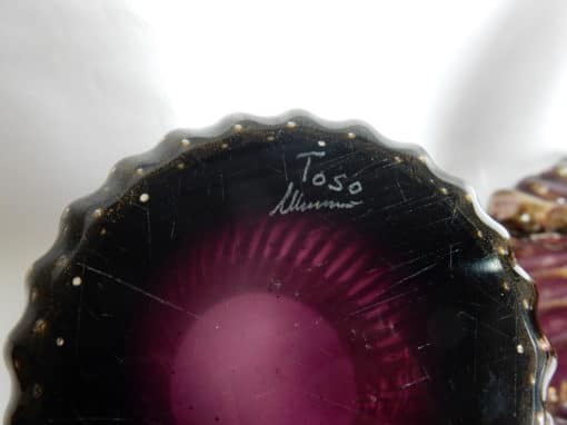 1970 'Pair of Vases Or Similar - Murano Crystal Violine and Gold - Signed Toso H 32 cm - Image 2