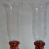 1950/70 Pair of Opalescent Crystal Candlesticks And Red Baccarat Candle Holders Signed - Image 3