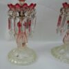 1950/70 Pair of Opalescent Crystal Candlesticks And Red Baccarat Candle Holders Signed - Image 10