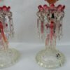 1950/70 Pair of Opalescent Crystal Candlesticks And Red Baccarat Candle Holders Signed - Image 9