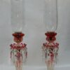 1950/70 Pair of Opalescent Crystal Candlesticks And Red Baccarat Candle Holders Signed - Image 8