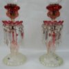 1950/70 Pair of Opalescent Crystal Candlesticks And Red Baccarat Candle Holders Signed - Image 7