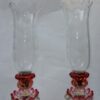 1950/70 Pair of Opalescent Crystal Candlesticks And Red Baccarat Candle Holders Signed - Image 6