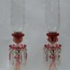1950/70 Pair of Opalescent Crystal Candlesticks And Red Baccarat Candle Holders Signed - Image 5