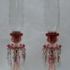 1950/70 Pair of Opalescent Crystal Candlesticks And Red Baccarat Candle Holders Signed - Image 4