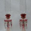 1950/70 Pair of Opalescent Crystal Candlesticks And Red Baccarat Candle Holders Signed