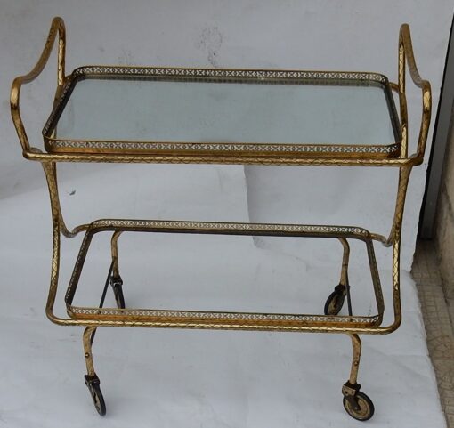 1970 'Rolling Bar in Bronze and Gilt Brass Maison Bagués Decor Art Nouveau - Image 9