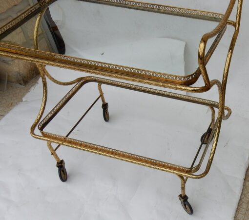 1970 'Rolling Bar in Bronze and Gilt Brass Maison Bagués Decor Art Nouveau - Image 8