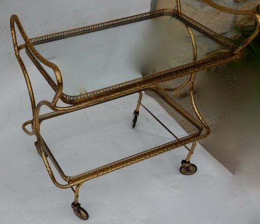 1970 'Rolling Bar in Bronze and Gilt Brass Maison Bagués Decor Art Nouveau - Image 7