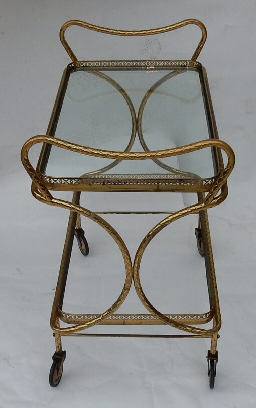 1970 'Rolling Bar in Bronze and Gilt Brass Maison Bagués Decor Art Nouveau