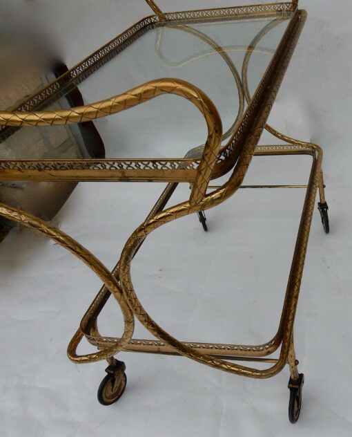 1970 'Rolling Bar in Bronze and Gilt Brass Maison Bagués Decor Art Nouveau - Image 5