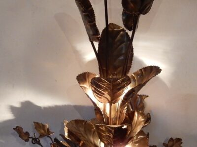 1970 'Lighting Plant in Brass Maison Jansen 2 Bulbs H 87 cm
