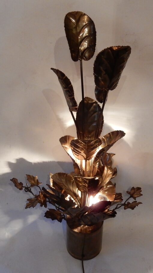 1970 'Lighting Plant in Brass Maison Jansen 2 Bulbs H 87 cm