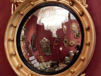 1880/1900' Convex Mirror With Eagle Wood Gilt H 103 cm