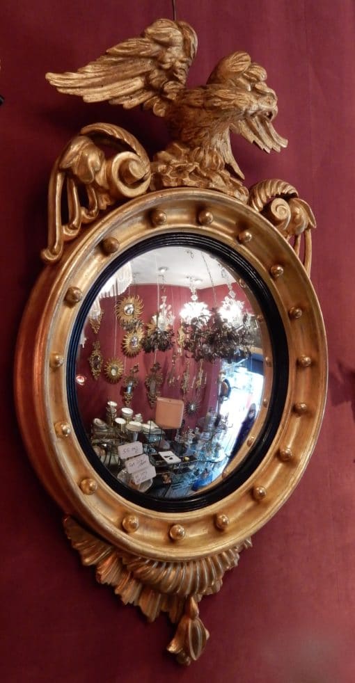 1880/1900' Convex Mirror With Eagle Wood Gilt H 103 cm - Image 4