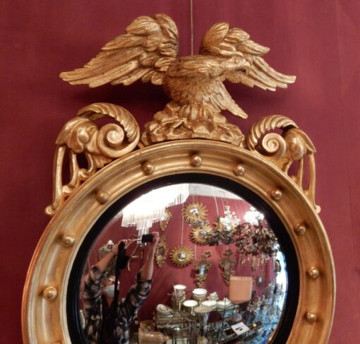 1880/1900' Convex Mirror With Eagle Wood Gilt H 103 cm - Image 3