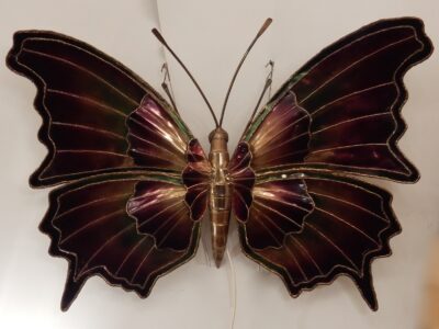 1970 ′ Sconce or Ceiling Light Butterfly In The Style Of  Duval Brasseur or Isabelle Faure For Honoré de Paris, Wingspan 146 cm
