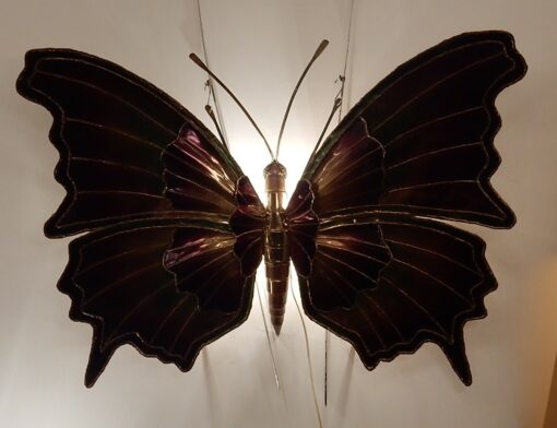 1970 ′ Sconce or Ceiling Light Butterfly In The Style Of  Duval Brasseur or Isabelle Faure For Honoré de Paris, Wingspan 146 cm - Image 12